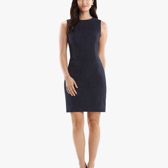 MM Lafleur Dresses & Skirts - MM Lafleur Blue Black Brush Jaquard Shift Dress